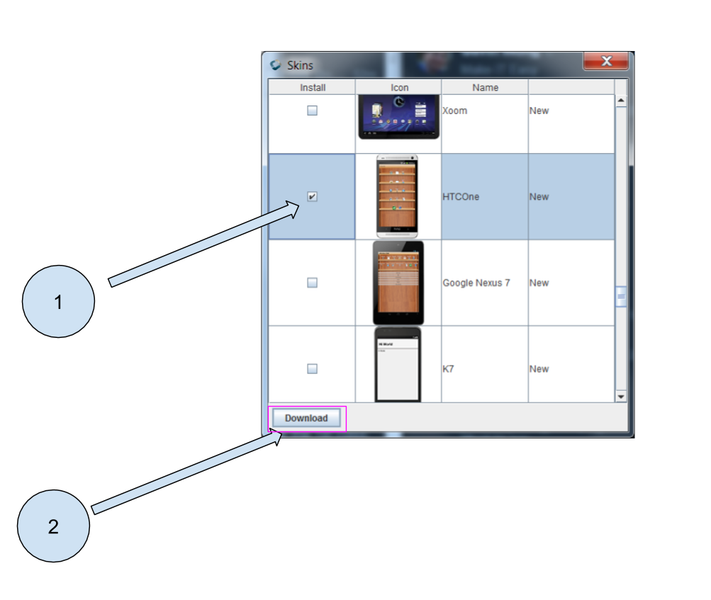 Choosing the skins to donwload