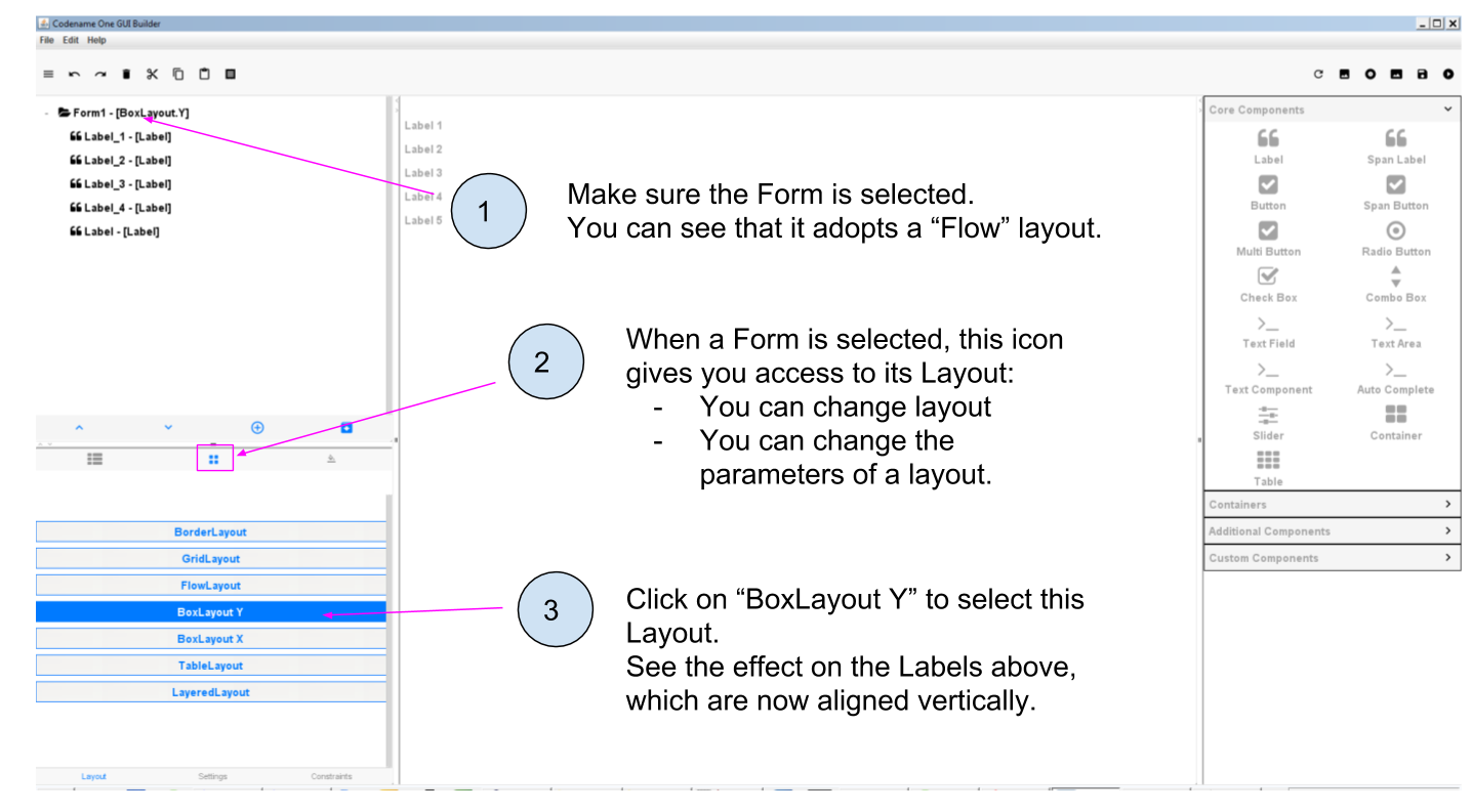 Applying a Box Y Layout to the Form