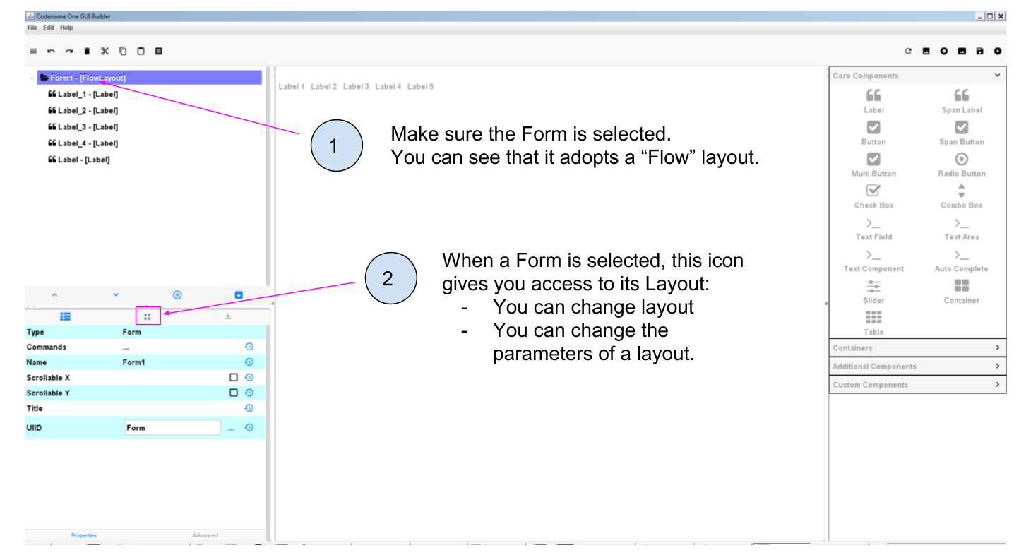 Form adopt by default a Flow layout