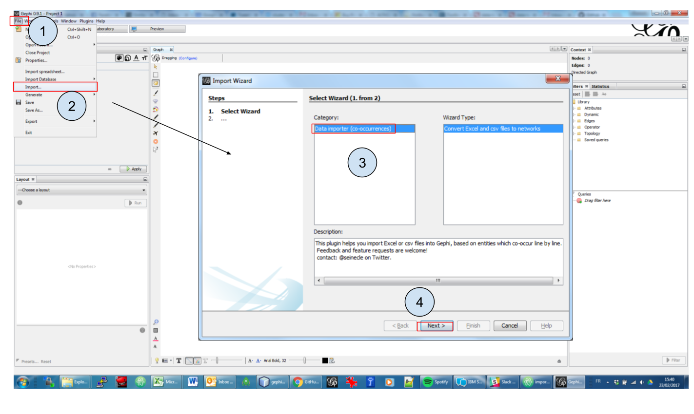 Open the plugin via the menu File   Import