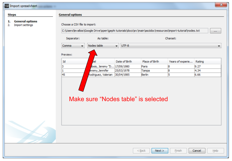 Importing a list of nodes with attributes