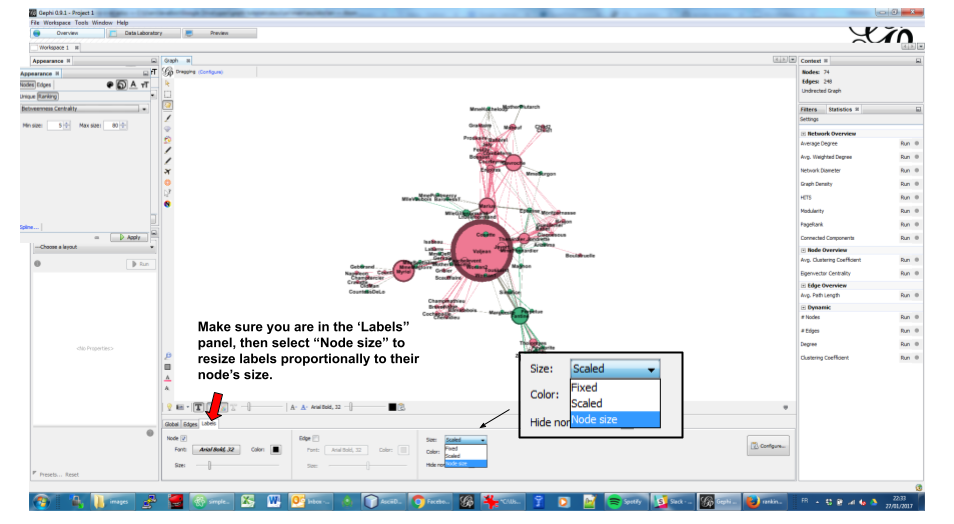 Resizing labels to reflect their node's size