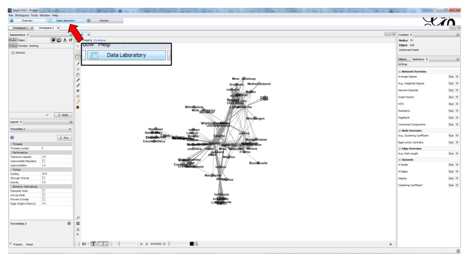 Switching the view to the data laboratory