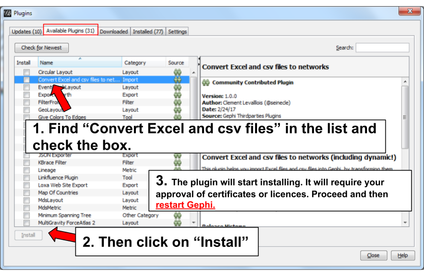 Install the plugin Convert Excel and Csv files and restart Gephi