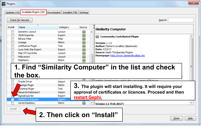 Install the plugin Similarity Computer then restart Gephi